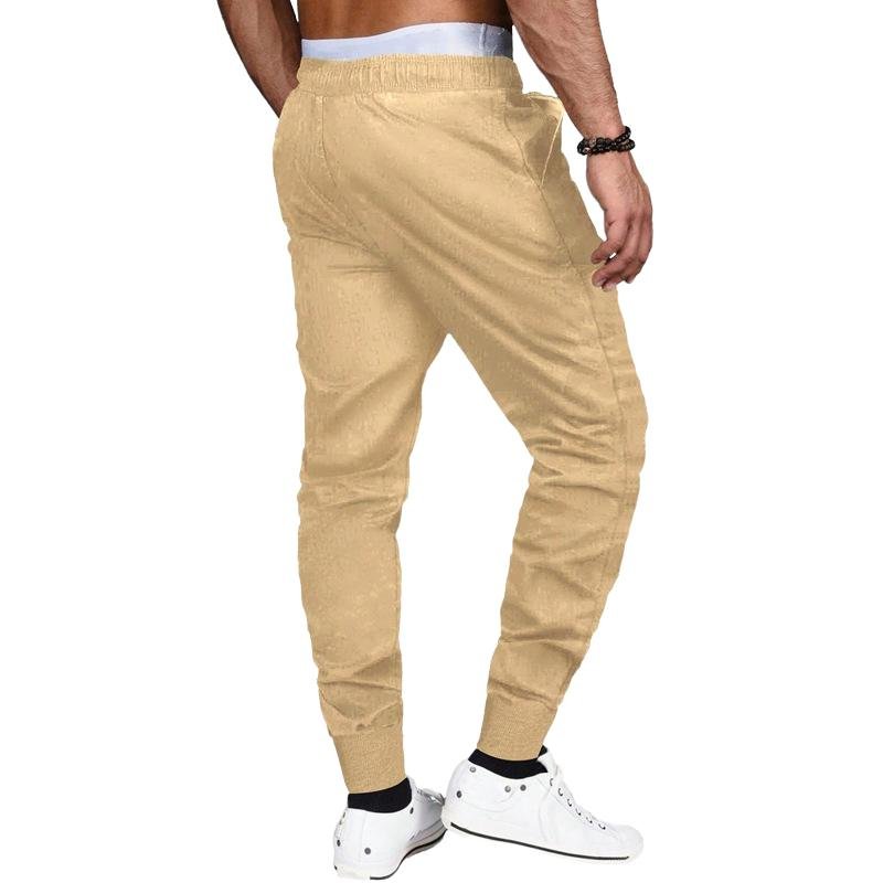 Men's Casual Zipper Pocket Elastic Waist Slim Fit Pants 46666600M