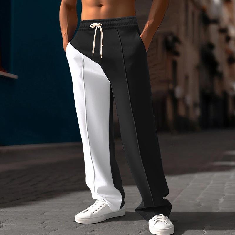 Men's Colorblock Straight Elastic Waist Sports Pants 70964487Z