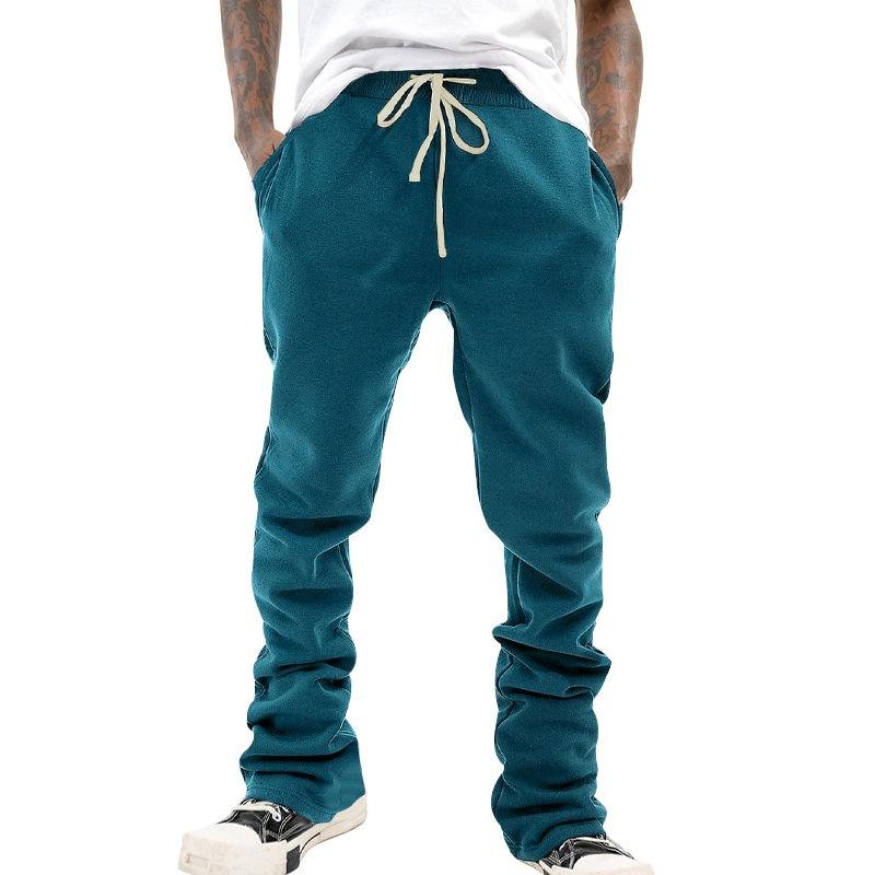 Men's Retro Elastic Waist Drawstring Bootcut Pants 80067347M