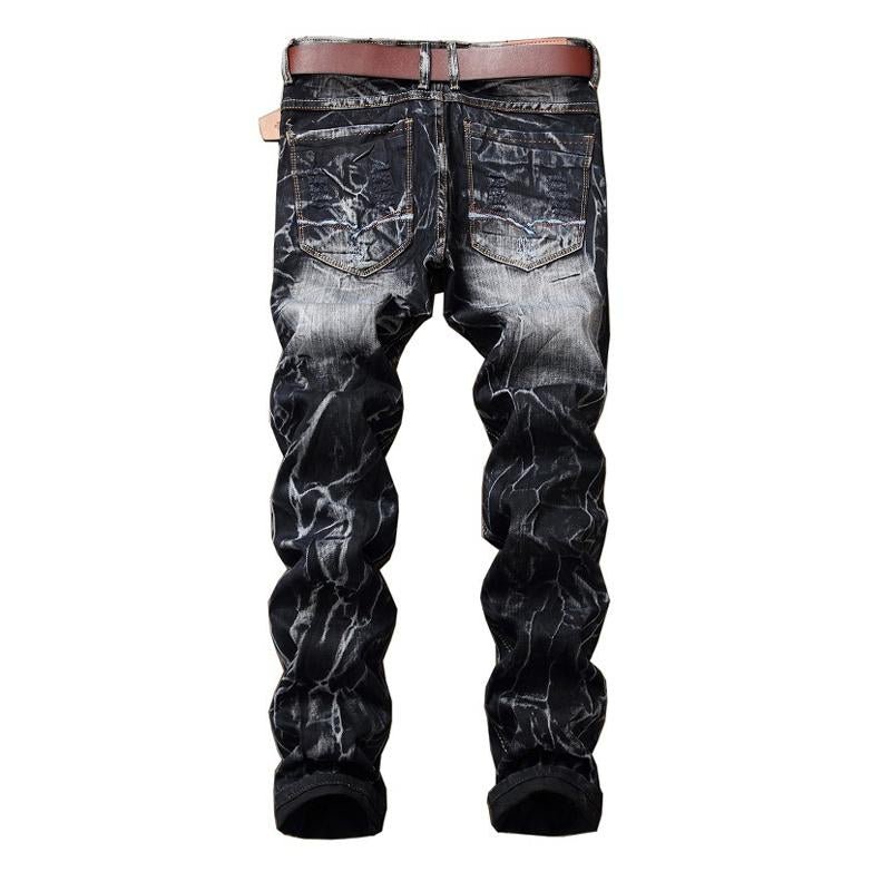 Men's Vintage Ripped Distressed Straight Jeans 98033649X