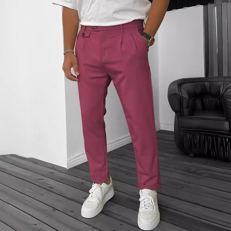 Men's Solid Color Casual Slim Straight Pants 66646486Y