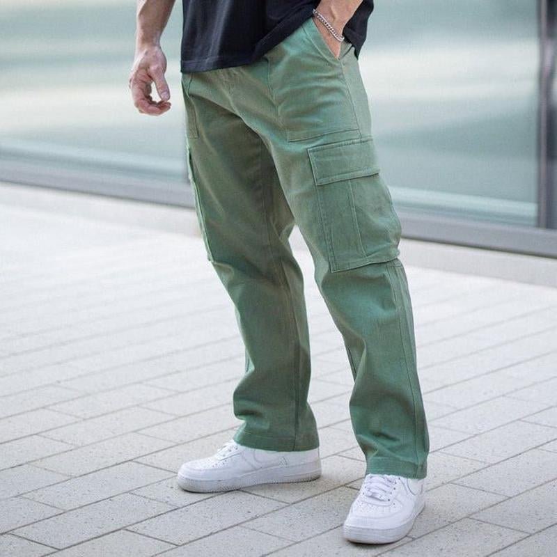 Men's Casual Solid Color Multi-Pocket Cargo Pants 69333446Y