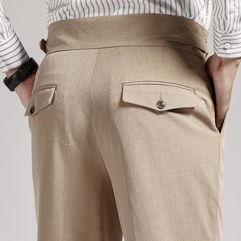 Men's Neapolitan High Waist Slim-Fit Cropped Business Pants 6346667Z