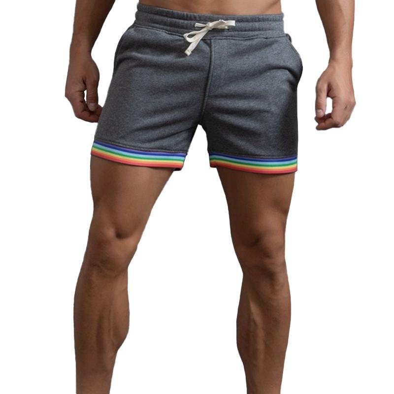 Men's Cotton Rainbow Print Fitness Sports Shorts 44644644Z