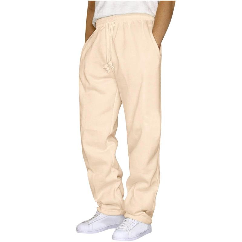 Men's Solid Color Plush Elastic Waist Loose Sports Pants 66446679Z