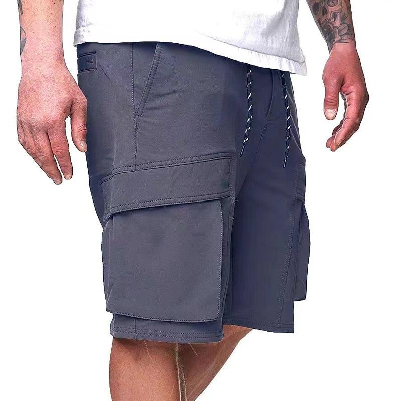 Men's Loose Drawstring Elastic Waist Multi-pocket Cargo Shorts 04936964Z