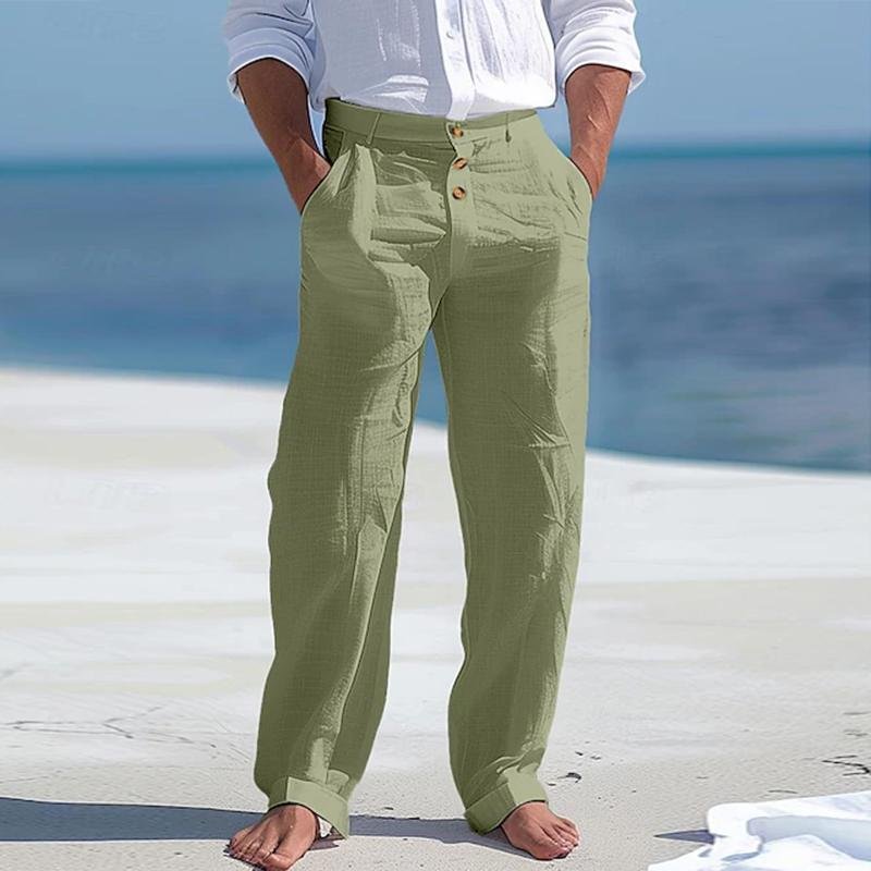 Men's Casual Cotton Linen Breathable Loose Beach Pants 30690798M