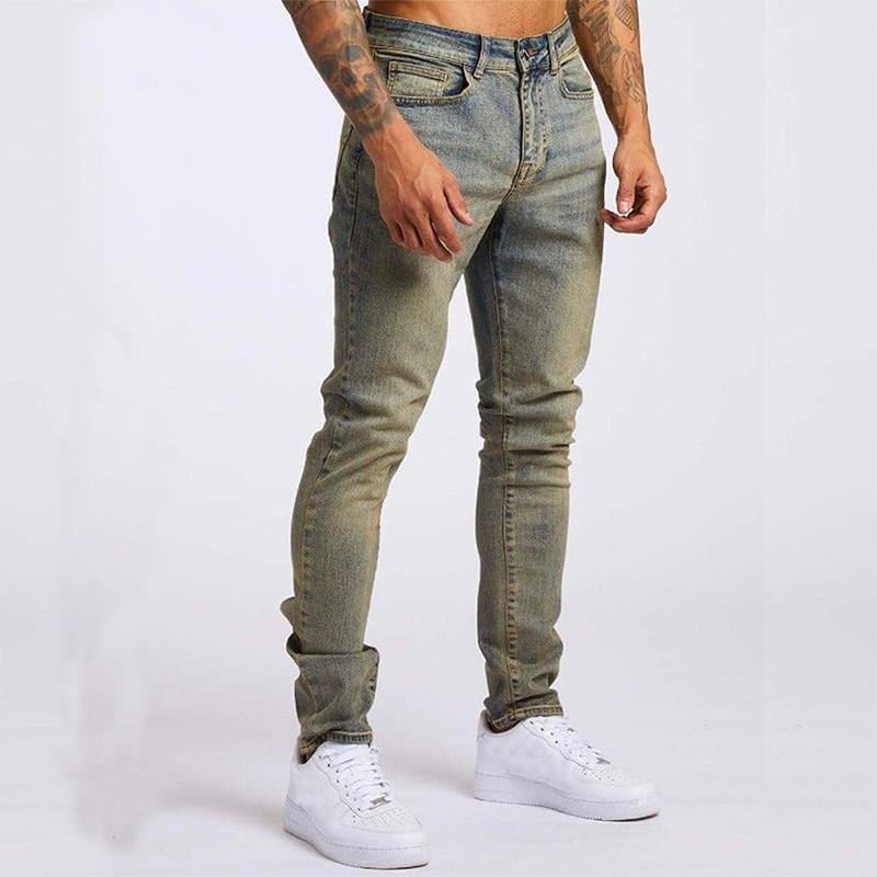 Men's Casual Washed Slim High Waist Jeans 60667960M