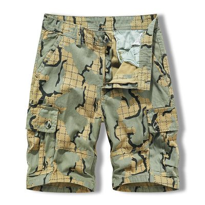 Men's Casual Printed Multi-Pocket Straight Cargo Shorts 06096778M