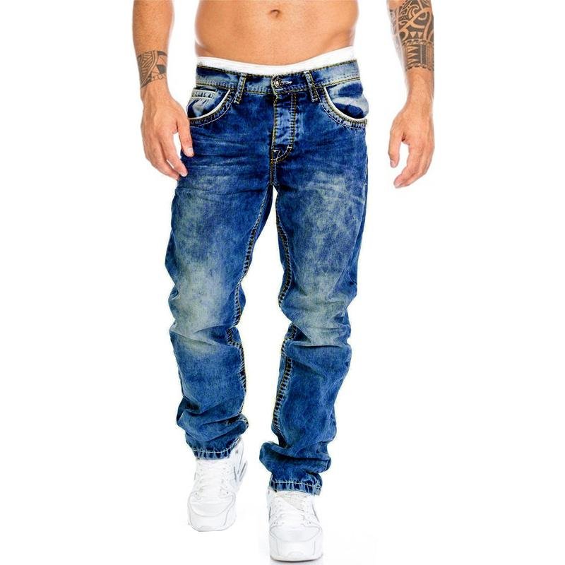 Men's Retro Distressed Straight Jeans 76836633X