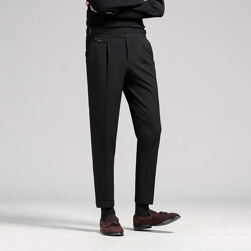 Men's Neapolitan High Waist Slim-Fit Cropped Business Pants 6346667Z