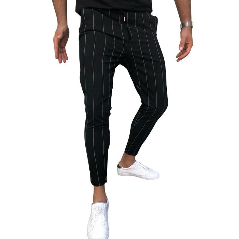 Men's Striped Straight Slim Suit Trousers 68738348Z