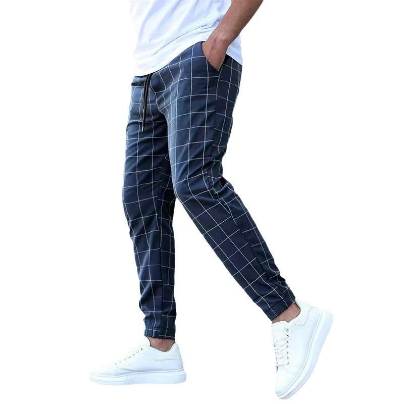 Men's Retro Street Sports Casual Plaid Pants 98386464TO