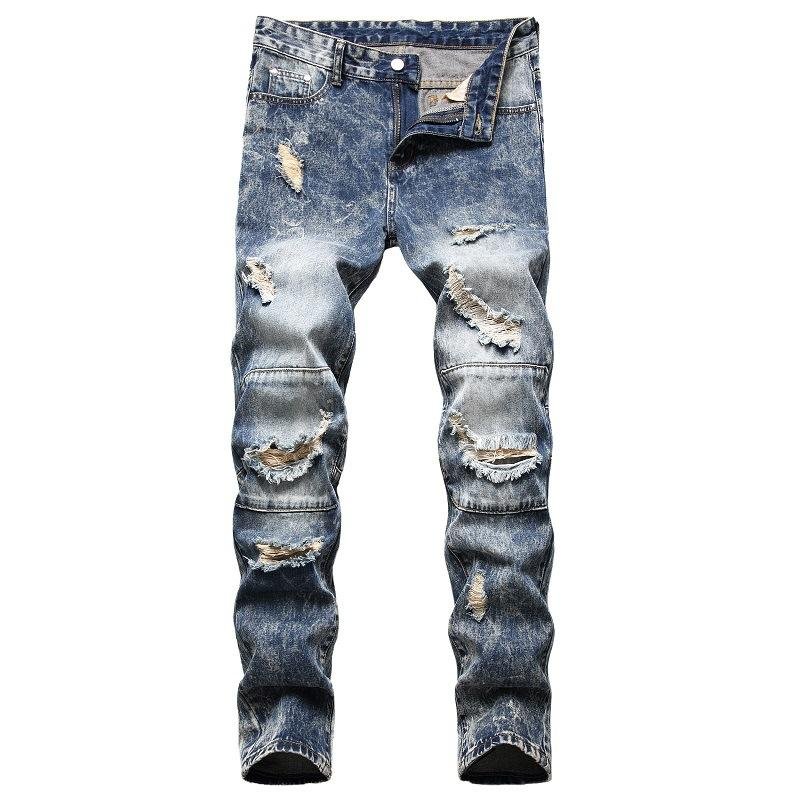 Men's Fashion Distressed Hole Slim Jeans 64364060Z