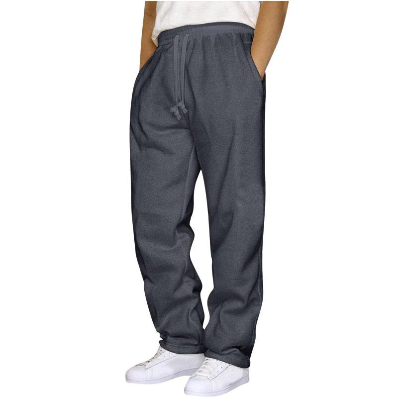 Men's Solid Color Plush Elastic Waist Loose Sports Pants 66446679Z