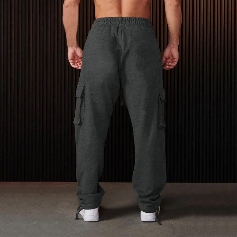 Men's Multi-Pocket Casual Drawstring Straight Trousers 36673989X