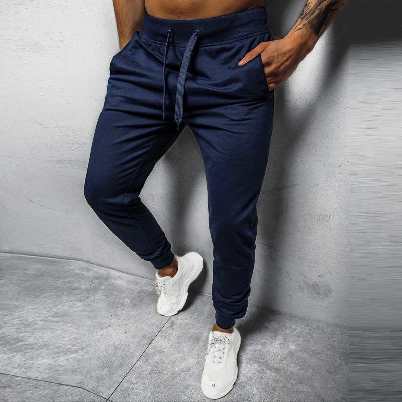 Men's Casual Solid Color Elastic Waist Loose Sports Pants 34630663M