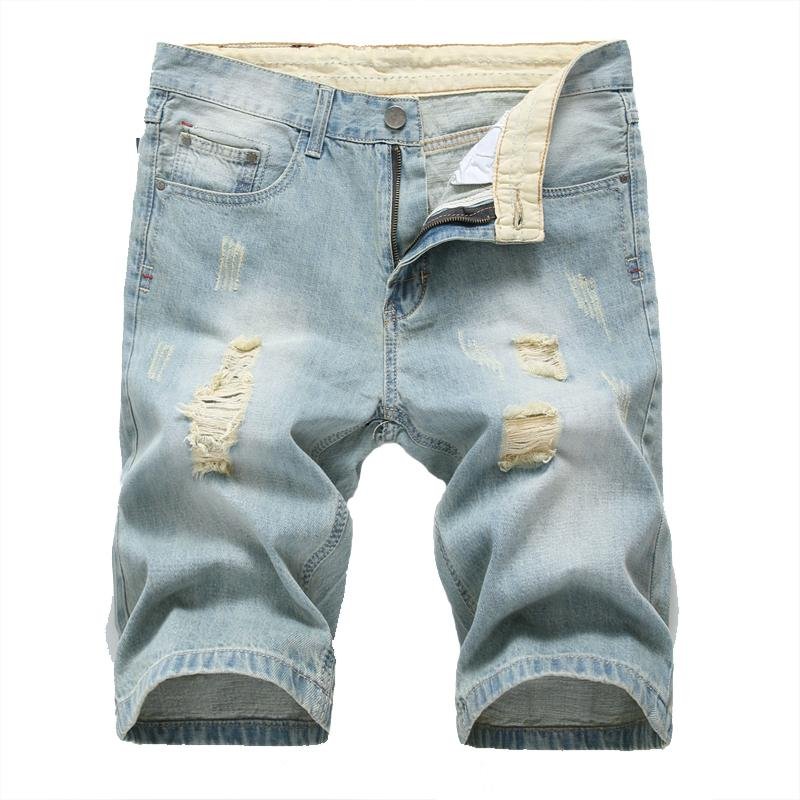 Men's Vintage Ripped Denim Shorts 89367494Y