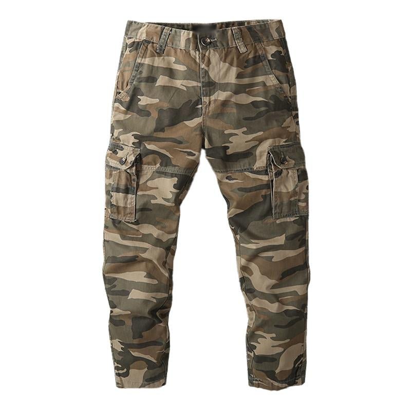 Men's Casual Outdoor Camouflage Cotton Straight Leg Cargo Pants 86406797M