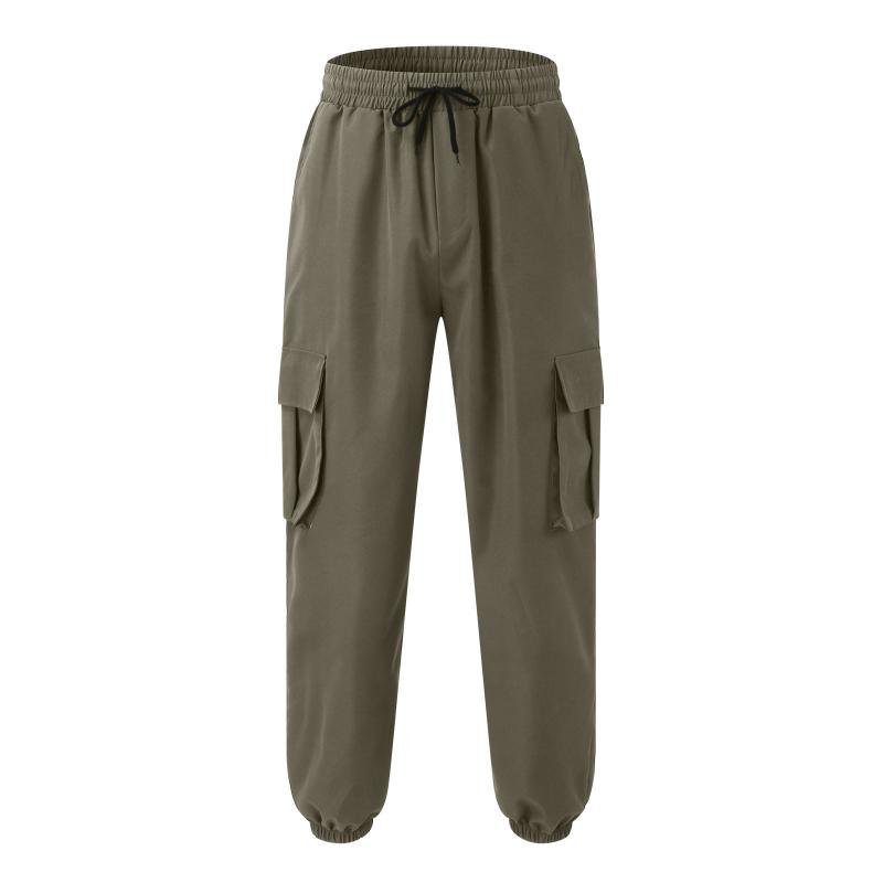 Men's Drawstring Elastic Waist Multi-pocket Outdoor Sports Trousers 44470689Z