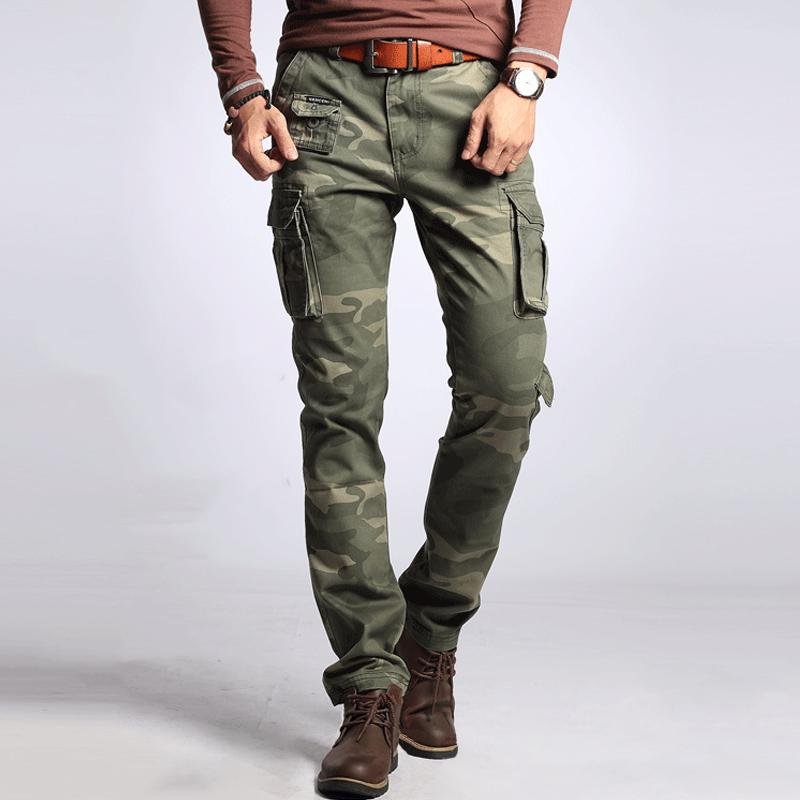 Men's Camouflage Multi-pocket Cotton Slim Cargo Pants 08647889Z