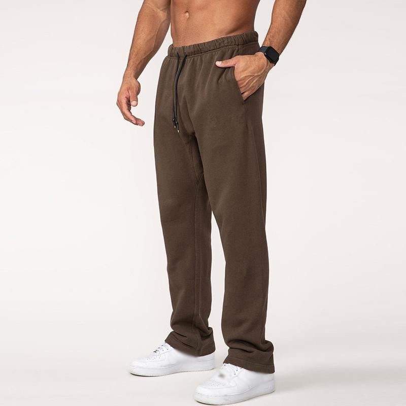 Men's Casual Solid Color Cotton Elastic Waist Loose Sports Pants 74979046M