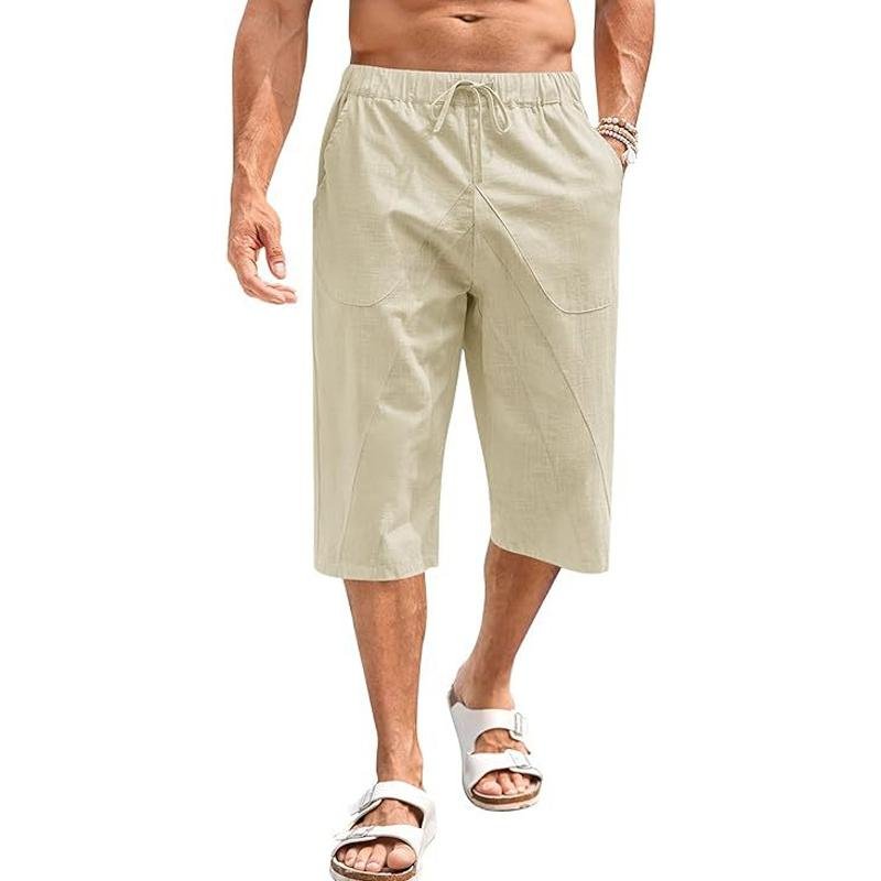 Men's Thin Cotton and Linen Loose Wide-leg Casual Shorts 68864766X