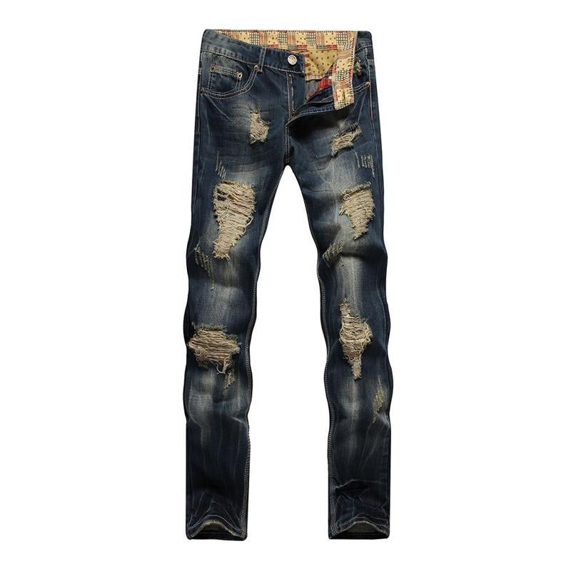 Men's Trendy Ripped Straight-leg Distressed Jeans 79480643X