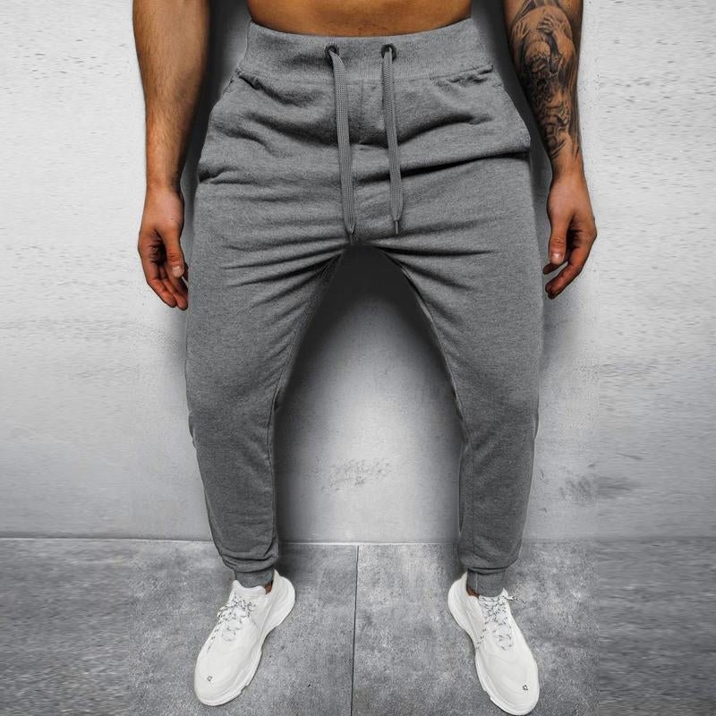 Men's Casual Solid Color Elastic Waist Loose Sports Pants 34630663M