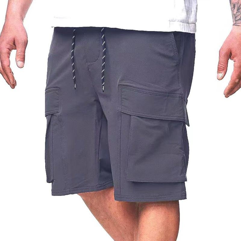 Men's Loose Drawstring Elastic Waist Multi-pocket Cargo Shorts 04936964Z