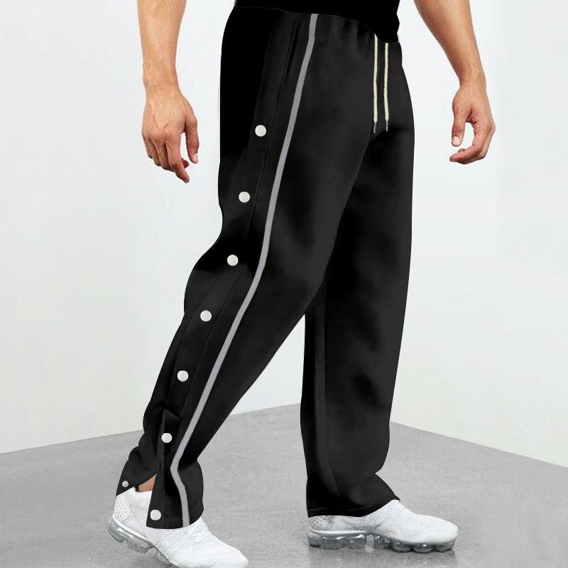 Men's Casual Elastic Waist Buttoned Loose Sports Pants 67793744M