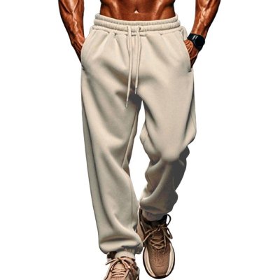 Men's Solid Color Elastic Waist Loose Sports Pants 06804680Z