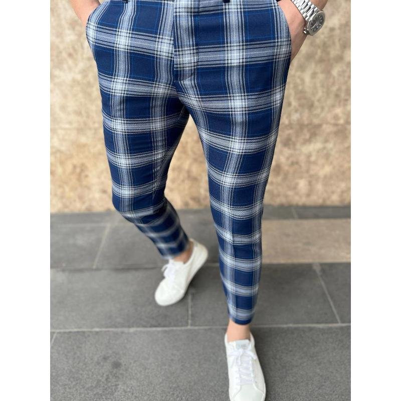 Men's Casual Plaid Print Pants 86766668Y