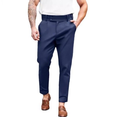 Men's Business Solid Color Slim Fit Drape Suit Pants 44430486M