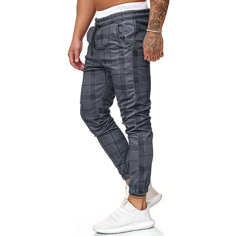 Men's Plaid Print Drawstring Casual Pants 96046096X