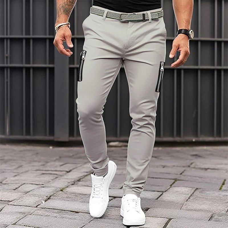 Men's Solid Tight Zipper Decor Casual Pants 98886379Z