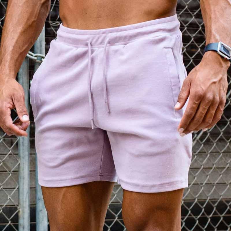 Men's Casual Solid Color Sports Straight Cotton Shorts 66794367M