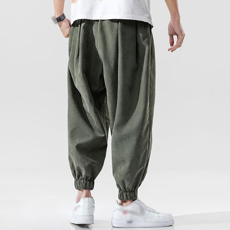 Men's Casual Solid Color Elastic Waist Loose Pants 84049486M