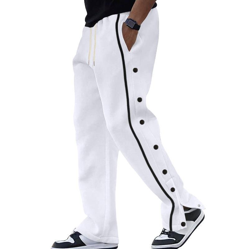 Men's Casual Elastic Waist Buttoned Loose Sports Pants 67793744M