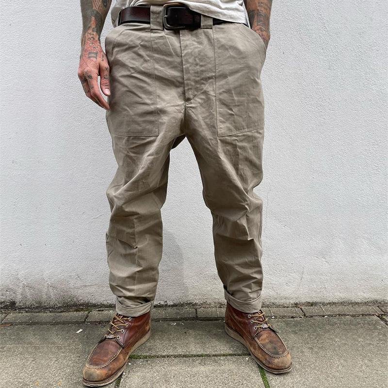 Men's Retro Casual Solid Color Large Pocket Work Trousers 67949766TO