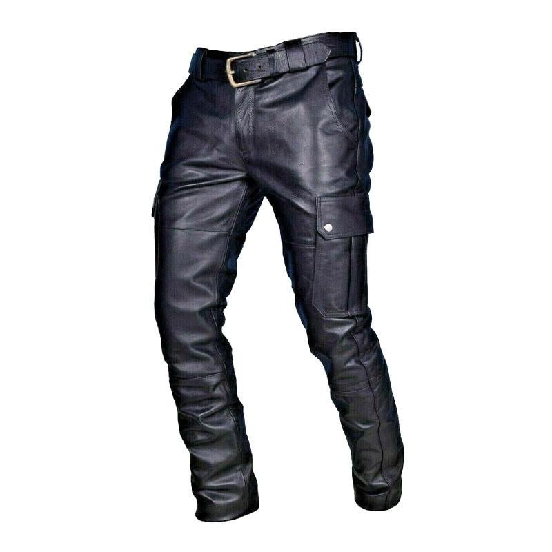 Men's Vintage Casual Belt Leather Pants (Belt Excluded) 04038447M