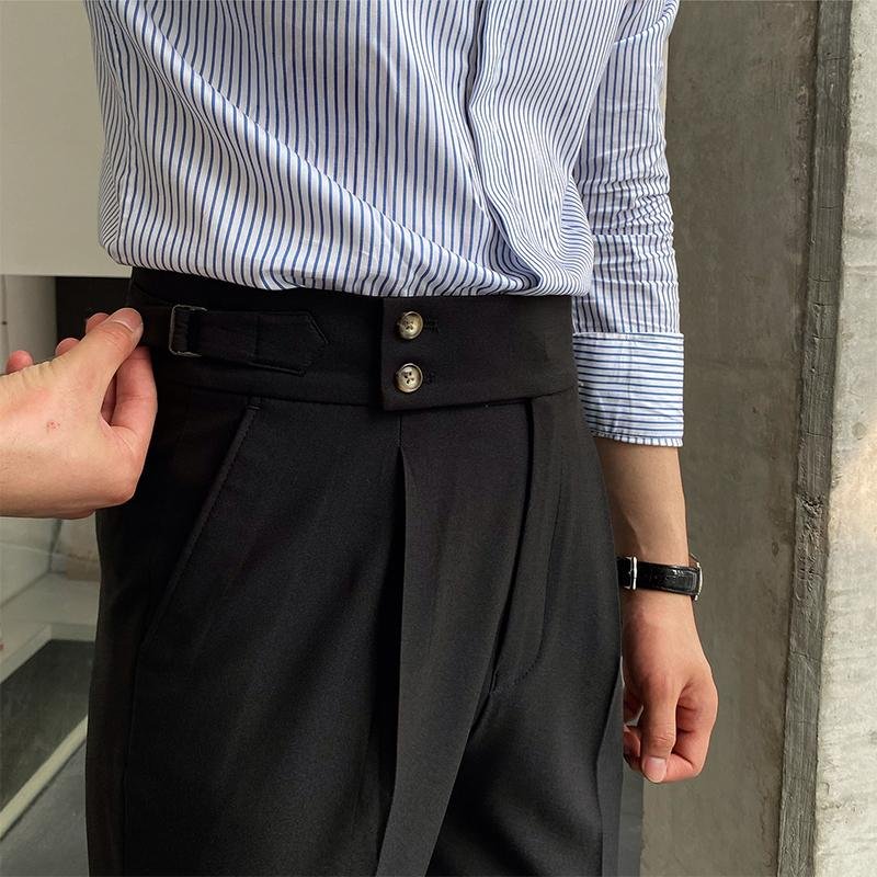Men's British Style Drape High Waist Straight Pants 76687648M