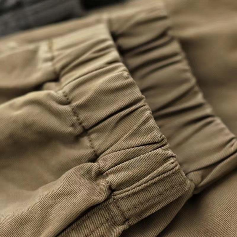 Men's Solid Color Elastic Waist Casual Cargo Pants 66474677Z