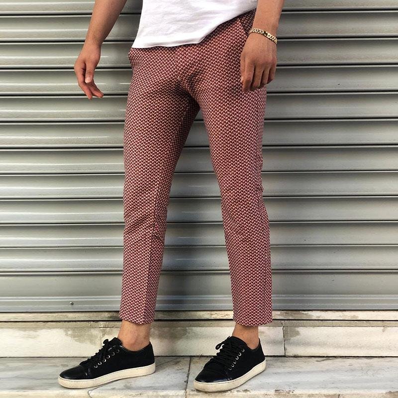 Men's Casual Printed Slim Fit Tapered Pants 46748866M