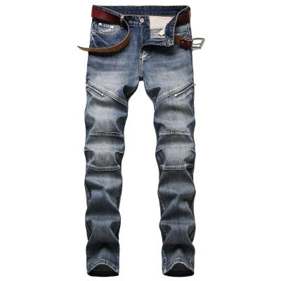 Men's Fashion Distressed Zip Decor Slim Jeans 87878604Z