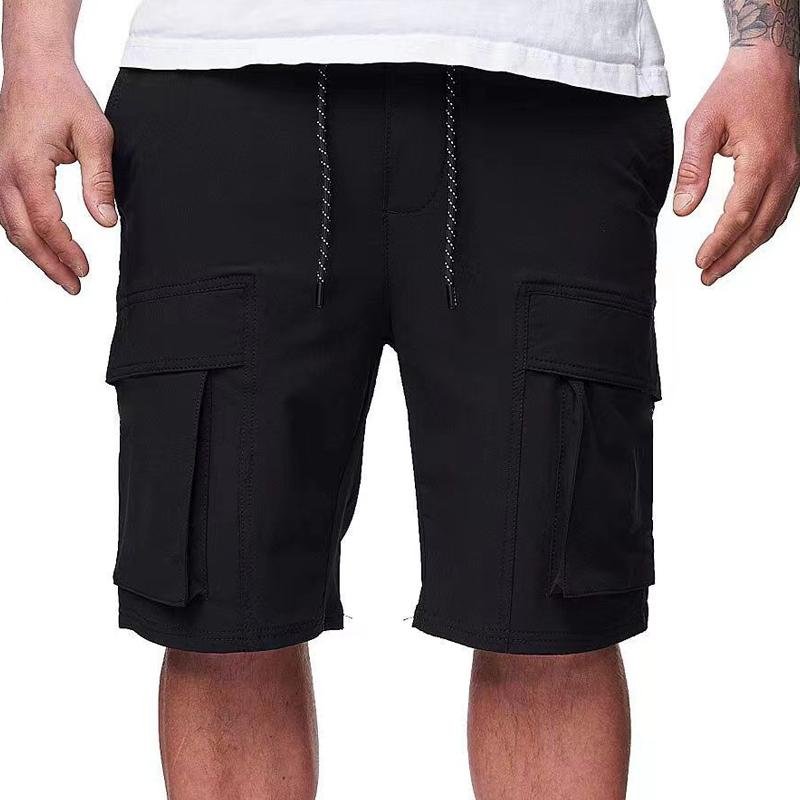 Men's Loose Drawstring Elastic Waist Multi-pocket Cargo Shorts 04936964Z