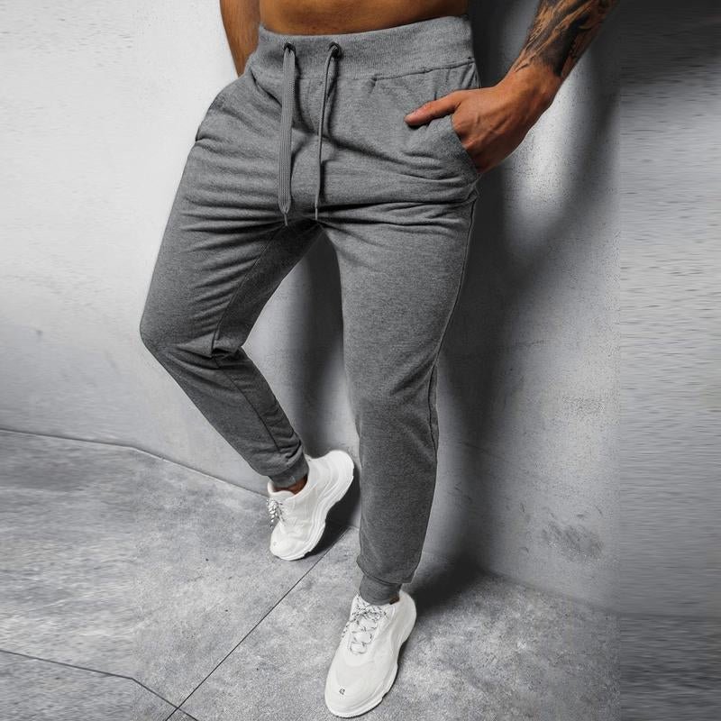 Men's Casual Solid Color Elastic Waist Loose Sports Pants 34630663M