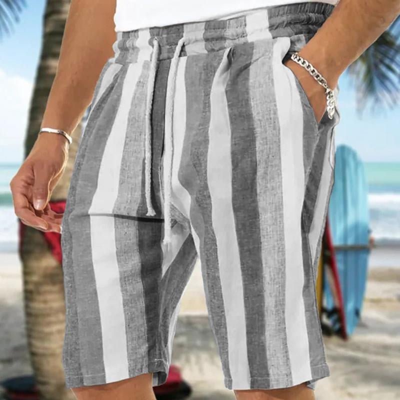 Men's Loose Waist Striped Beach Shorts 60694437X