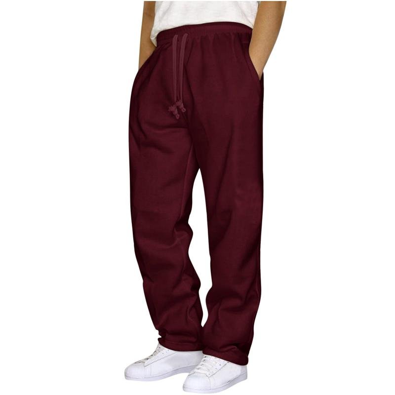 Men's Solid Color Plush Elastic Waist Loose Sports Pants 66446679Z