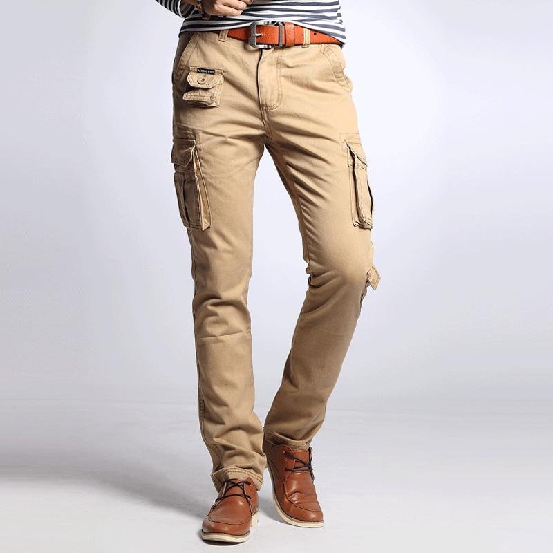 Men's Solid Multi-pocket Cotton Slim Cargo Pants 34848663Z